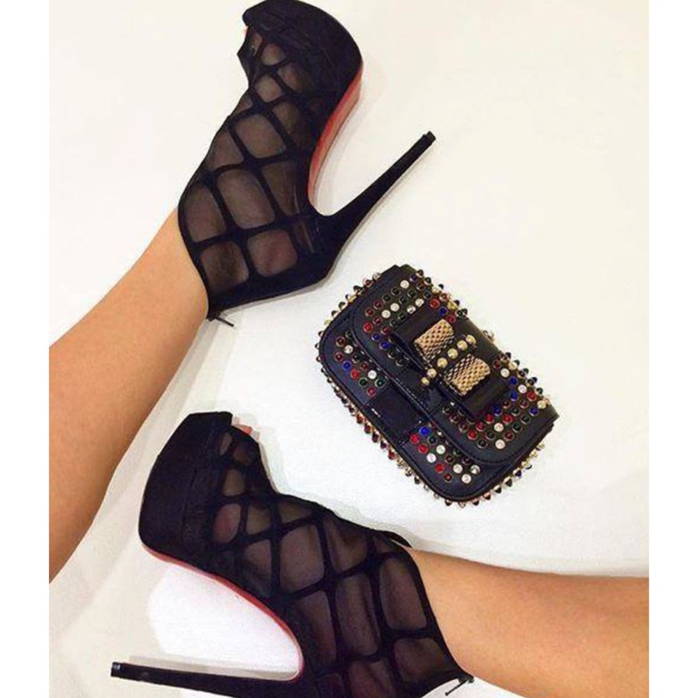 Christian Louboutin
Altarakna 150 Black Suede Mesh Ankle Booties